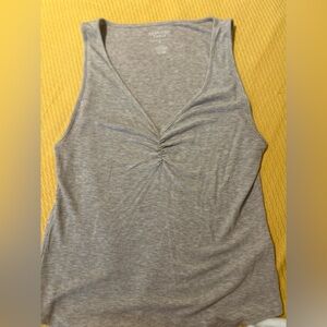 American Eagle Outfitters Grayish Beige Ruched Tank Top